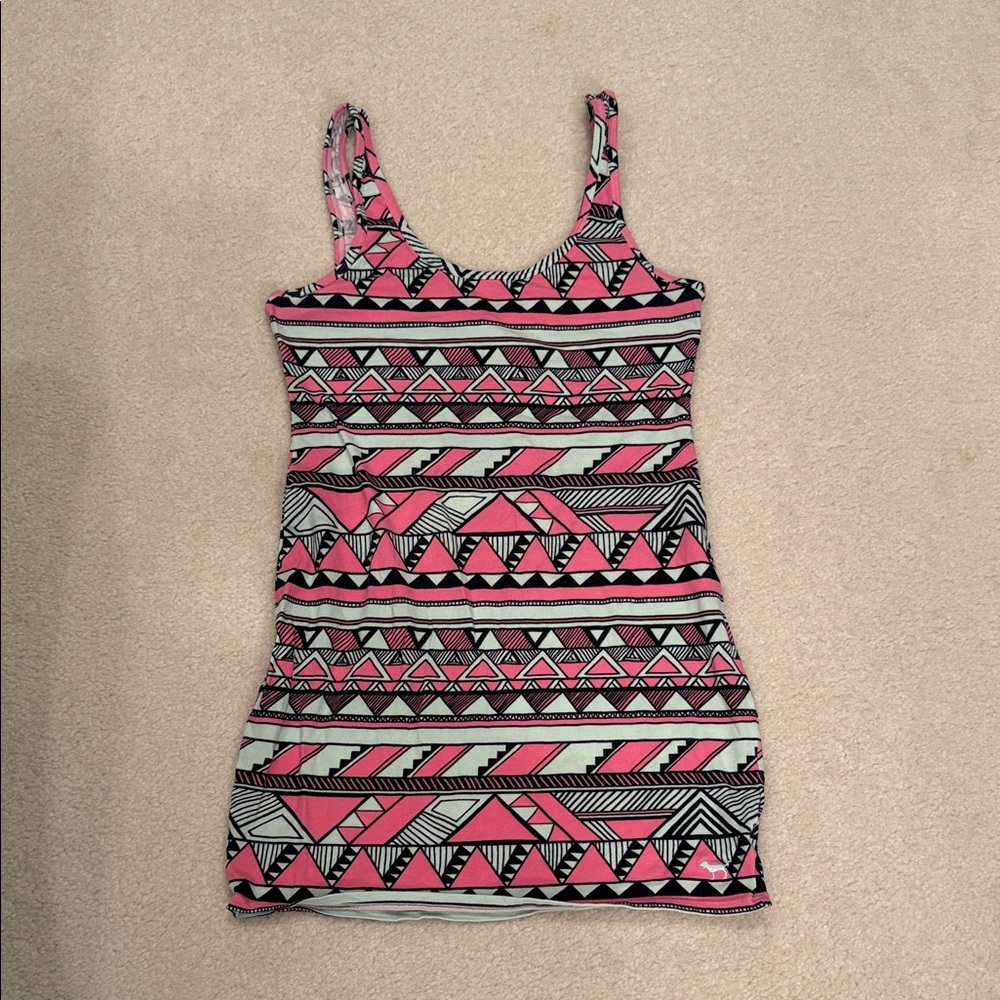 Pink Victoria Secret Tribal Print Tank Dress Tunic 2000s